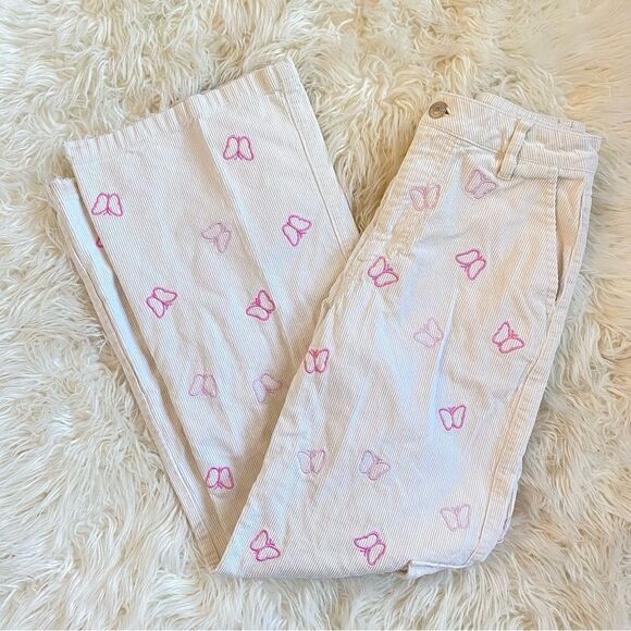White Corduroy Butterfly Pants 🦋 💖 - Picture 1 of 7